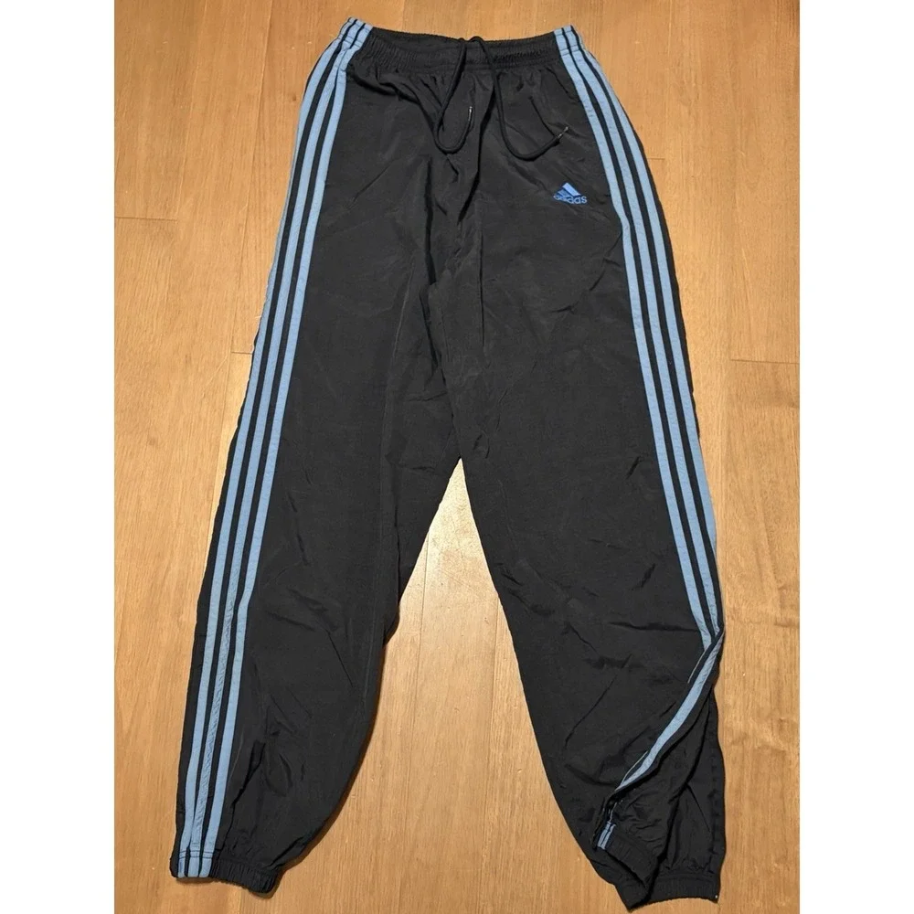 Vintage Adidas Nylon Pants Track Men's MEDIUM 80s Sweatpants Satin Shiny Retro